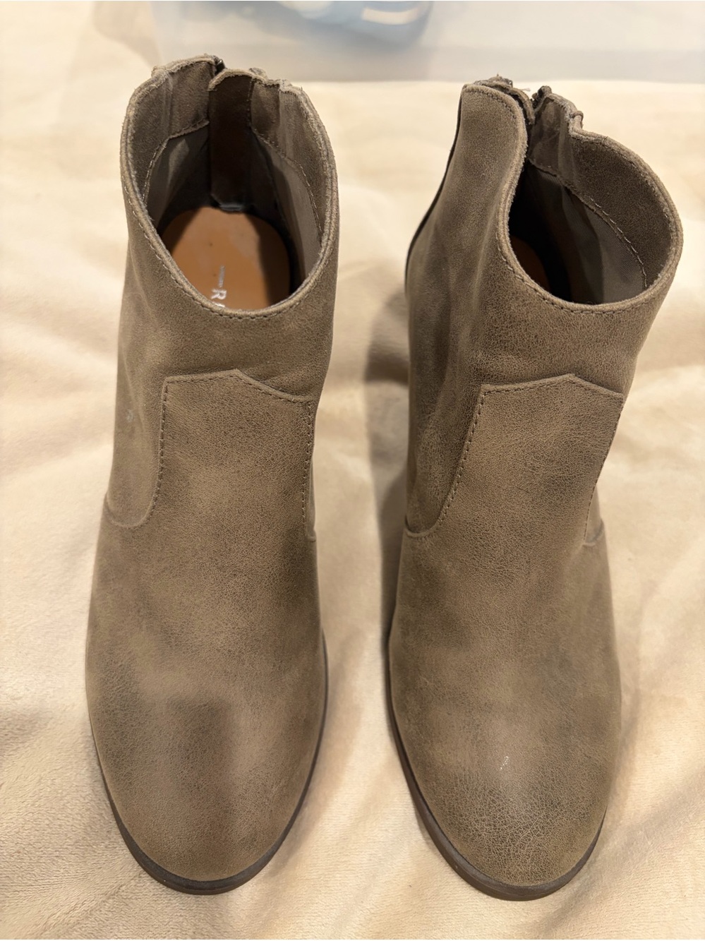 Report Taupe Suede Ankle Booties